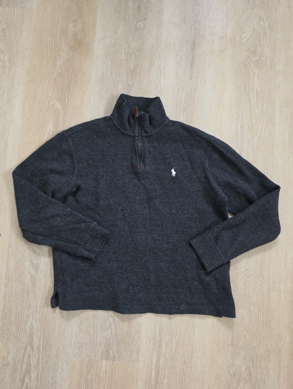 Polo Ralph Lauren 100% Cotton Half Zip Pullover Sweater Gray Size M